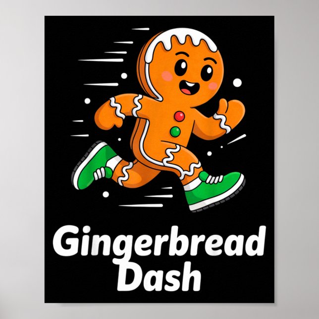 Póster Christmas Gingerbread Dash Running Runner Xmas Mar (Frente)