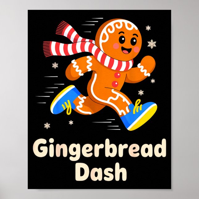 Póster Christmas Gingerbread Dash Running Runner Xmas Mar (Frente)