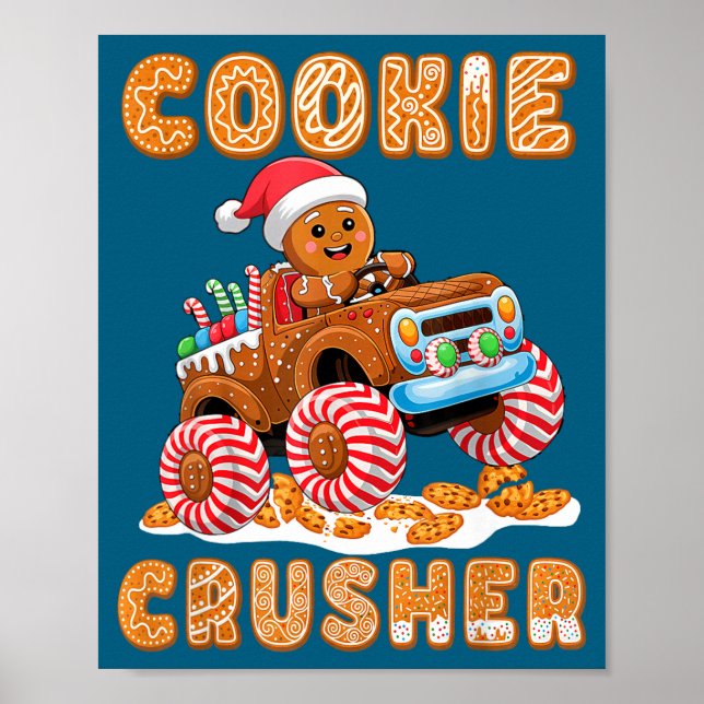 Póster Christmas Gingerbread Pajamas Cookie Crusher Monst (Frente)