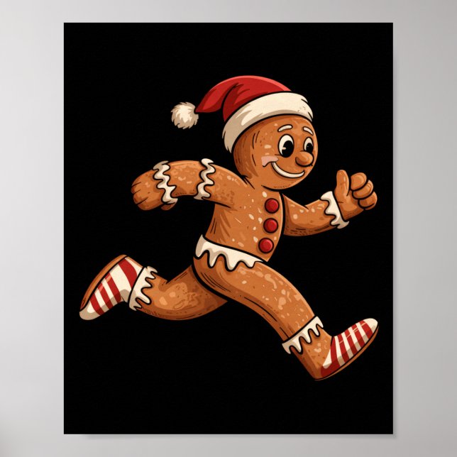 Póster Christmas Gingerbread Running Funny Runners Pajama (Frente)