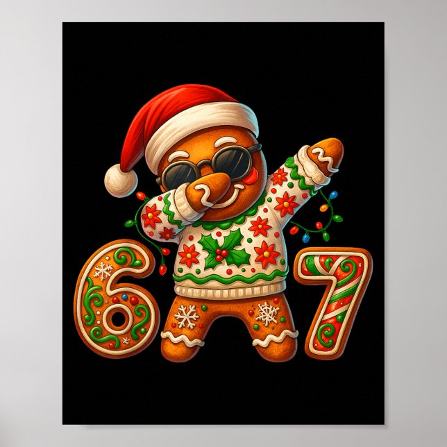 Póster Christmas Gingerbread Six Seven 67 Meme Xmas Slang (Frente)