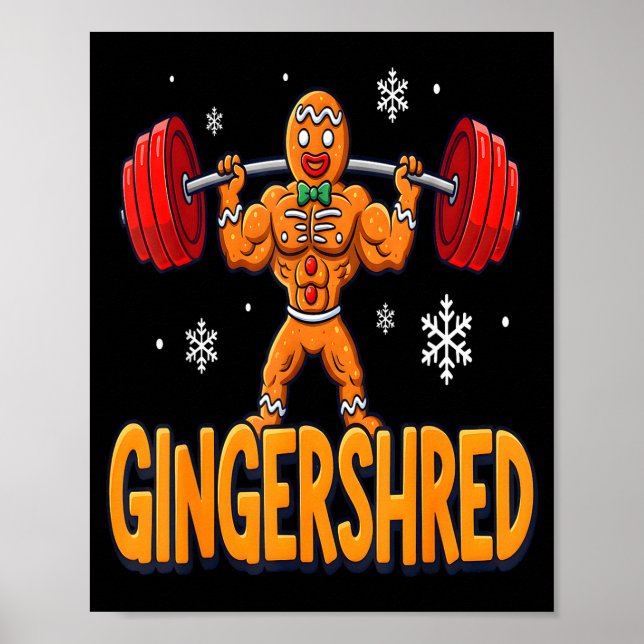 Póster Christmas Gingershred Gym Bodybuilding Funny Ginge (Frente)