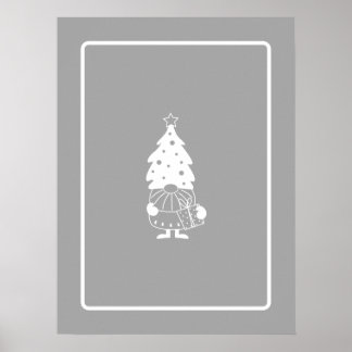 Póster Christmas Gnome modern scandi decor 