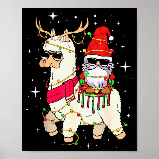 Póster Christmas Gnome On Llama, Cute Alpaca Chanukah Chr (Frente)