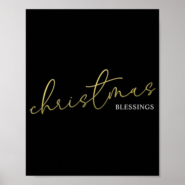 Póster Christmas Gold Calligraphy Script Modern Blessings (Frente)