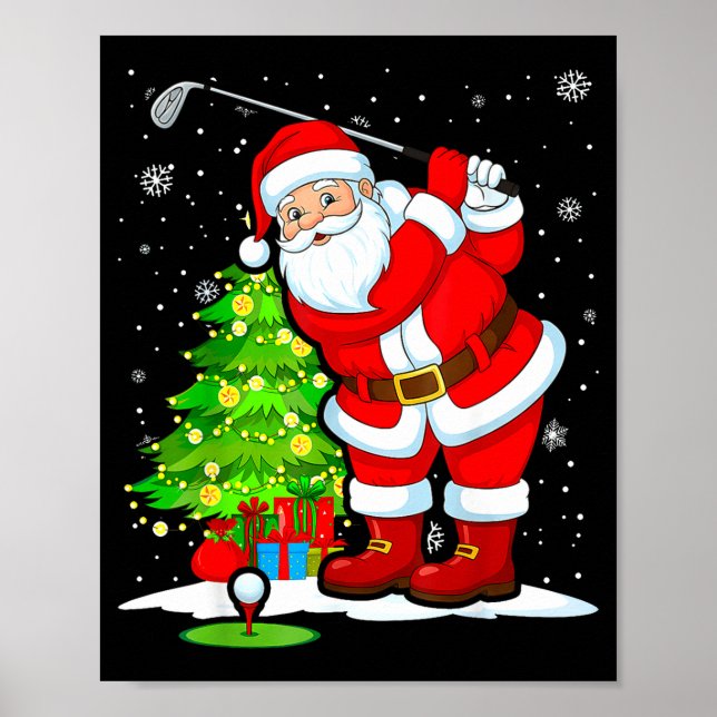 Póster Christmas Golf Santa Golfer Xmas Funny Christmas G (Frente)