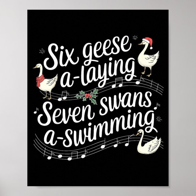 Póster Christmas Goose 67 6 Geese A Laying 7 Swans A Swim (Frente)