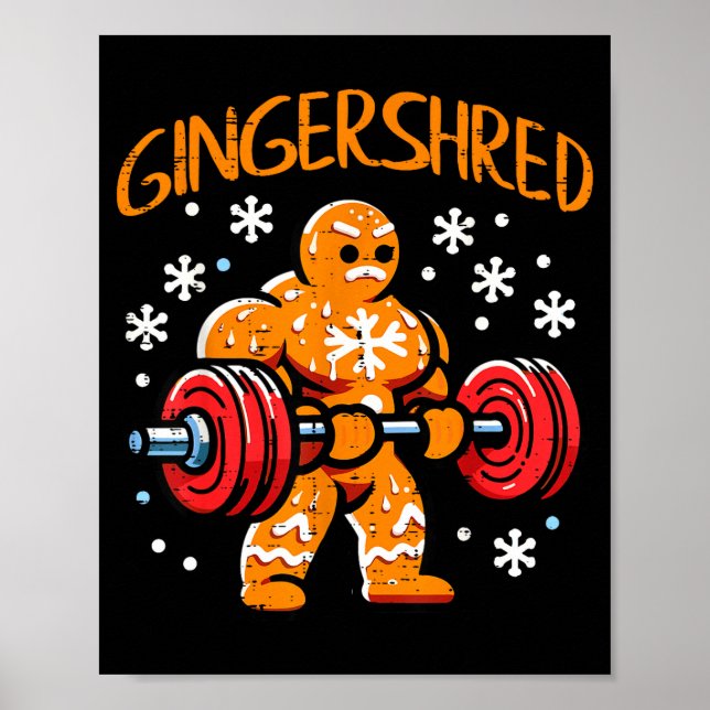 Póster Christmas Gym Gingerbread Gingershred Xmas Workout (Frente)