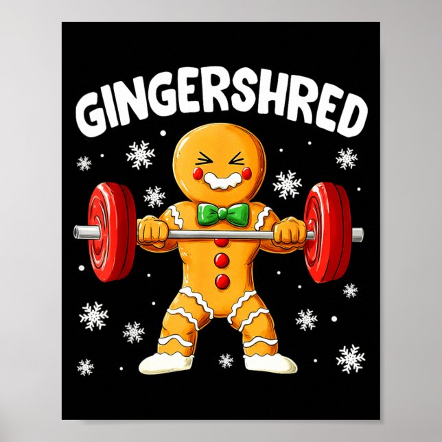 Póster Christmas Gym Gingerbread Gingershred Xmas Workout (Frente)