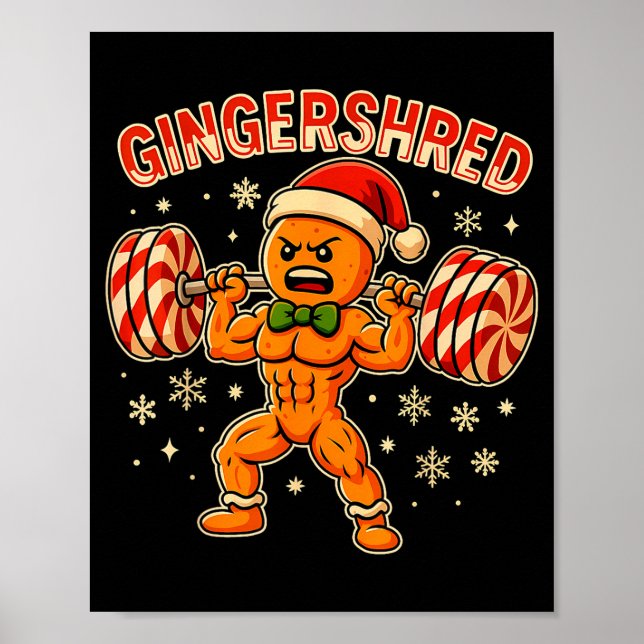 Póster Christmas Gym Gingerbread Gingershred Xmas Workout (Frente)