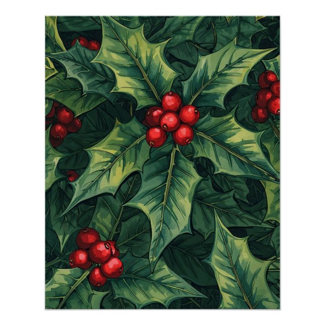 Póster Christmas Holly (Anverso)