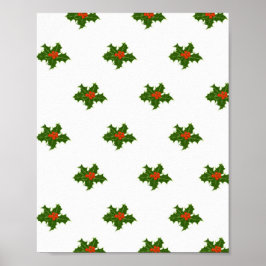 Póster Christmas Holly Pattern   