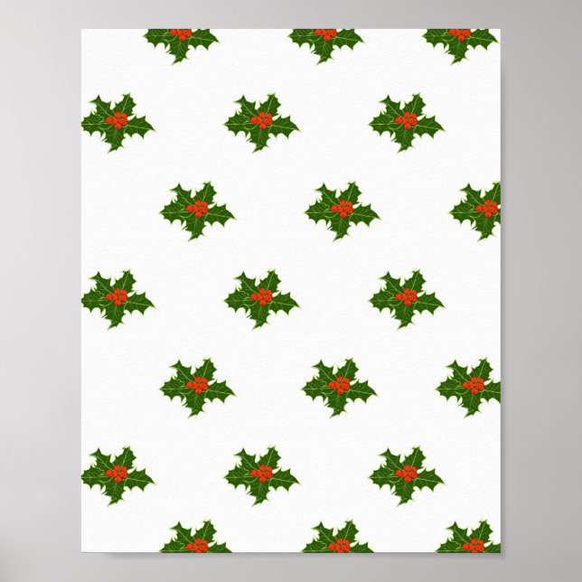 Póster Christmas Holly Pattern    (Frente)