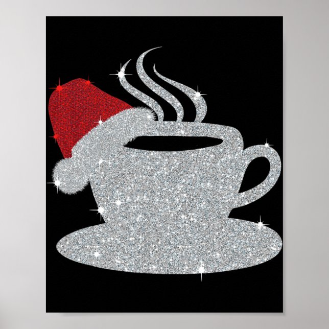 Póster Christmas Hot Coffee Cup Santa's Hat Xmas Holidays (Frente)