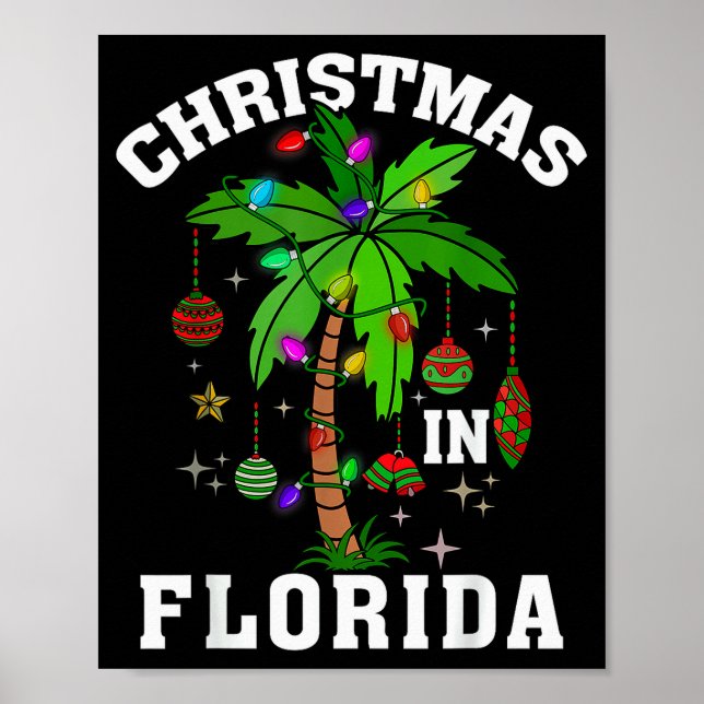 Póster Christmas In Florida Deck The Palm Tree Xmas Winte (Frente)