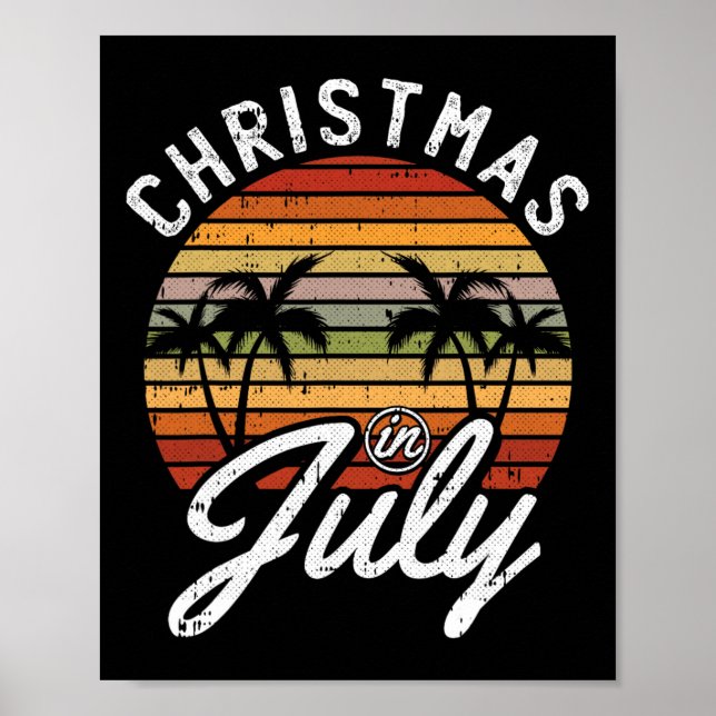 Póster Christmas In July Retro Tropical Beach Summer Hawa (Frente)