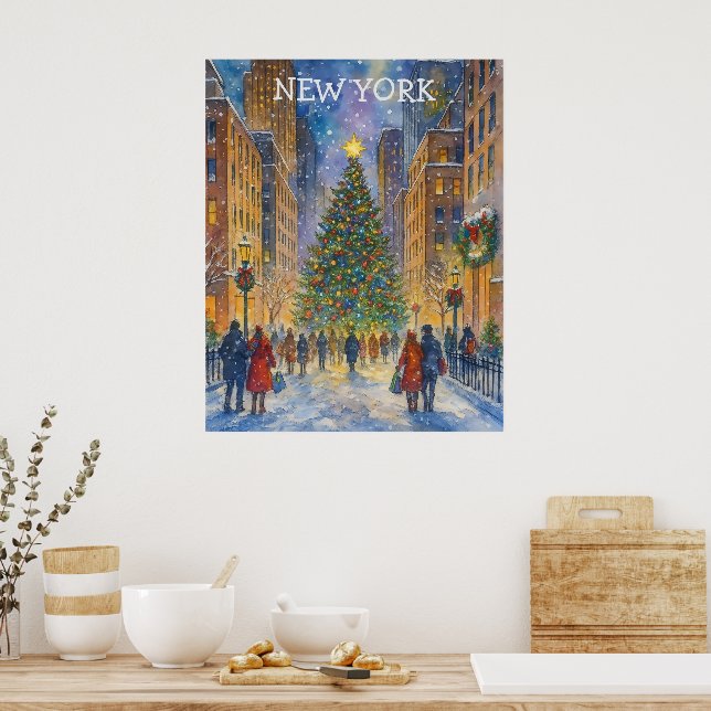 Póster Christmas in New York Poster, Winter City Scene  (Cocina)