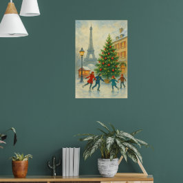 Póster Christmas in Paris Art Print – Eiffel Tower Winter
