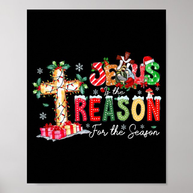 Póster Christmas Jesus Reason Season Xmas Christian Men W (Frente)
