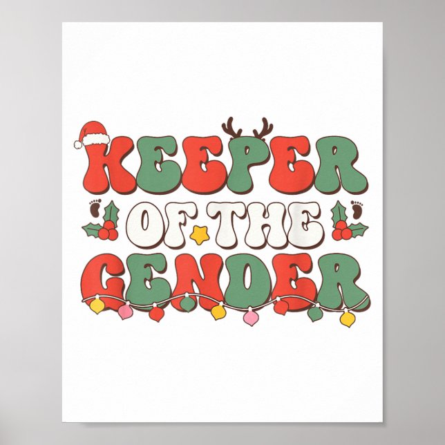 Póster Christmas Keeper Of The Gender Reveal Baby Announc (Frente)