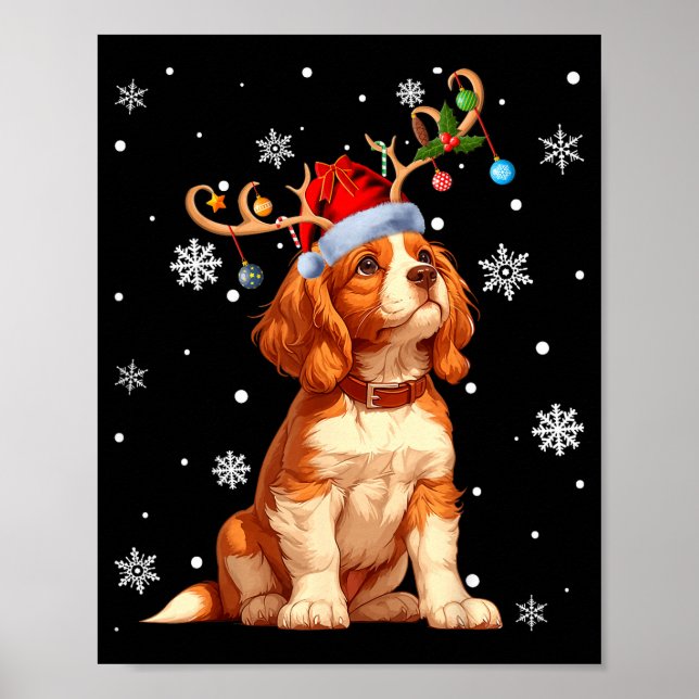 Póster Christmas Lights Cavalier King Charles Spaniel Xma (Frente)