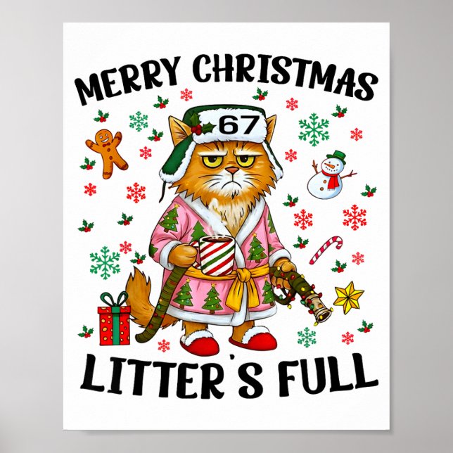 Póster Christmas Litter’s Full 67 Xmas Funny Kitty Gift C (Frente)