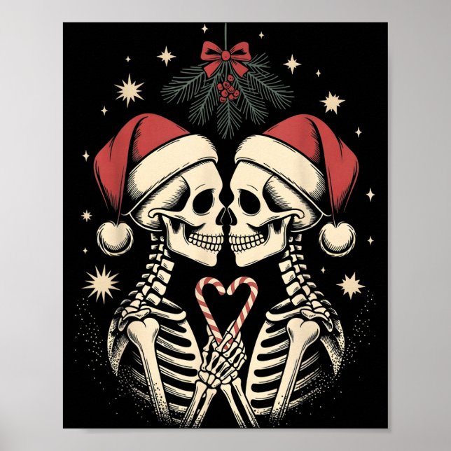 Póster Christmas Matching Gothic Couple Dark Humor Skelet (Frente)