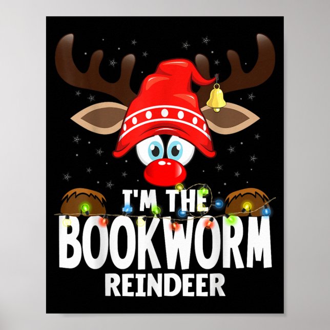 Póster Christmas Matching I'm The Bookworm Reindeer  (Frente)