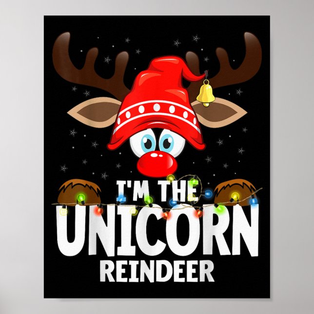 Póster Christmas Matching I'm The Unicorn Reindeer  (Frente)