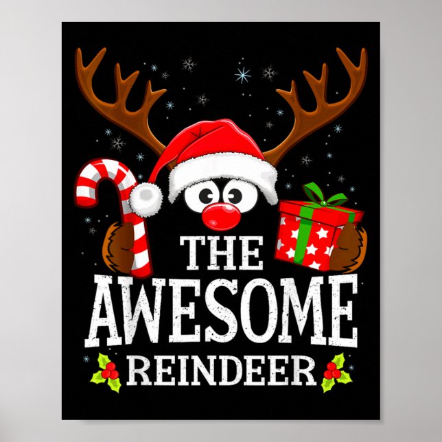 Póster Christmas Matching The Awesome Reindeer Family  (Frente)