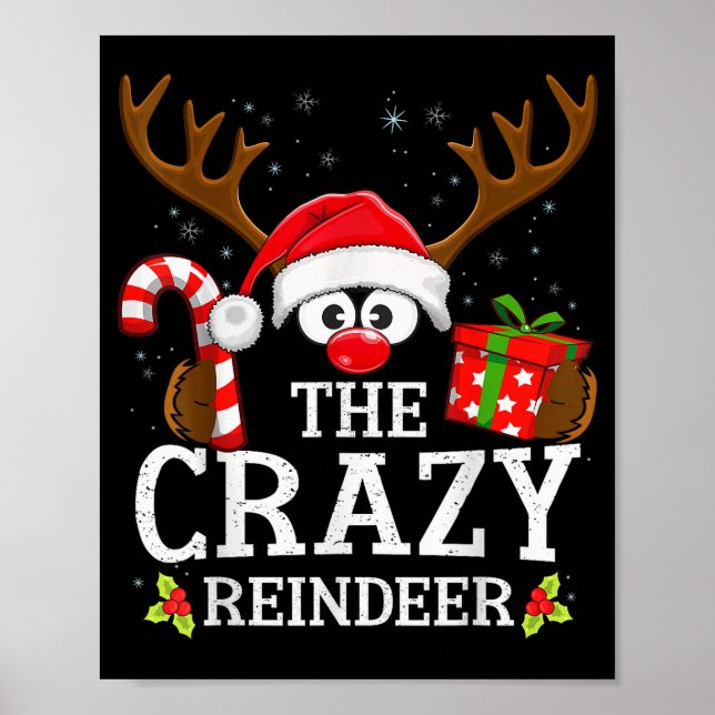 Póster Christmas Matching The Crazy Reindeer Family  (Frente)