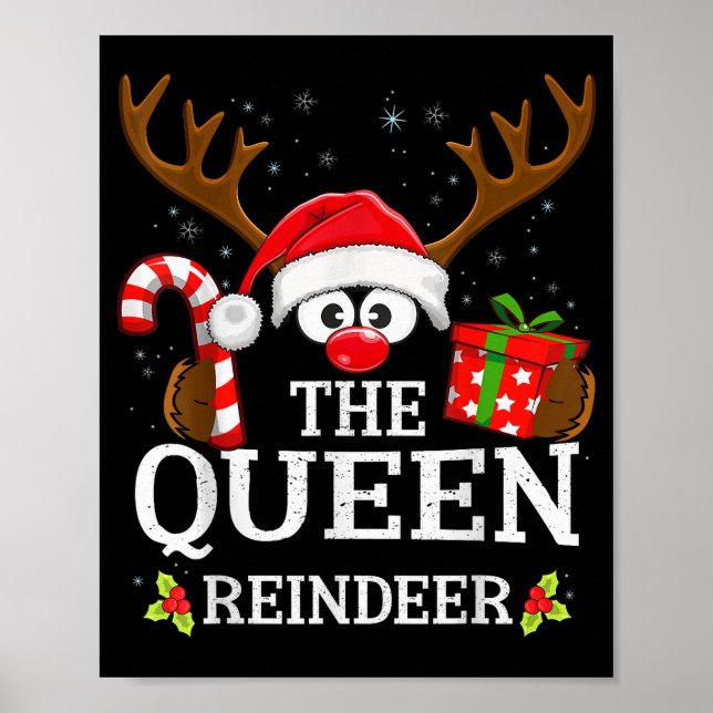 Póster Christmas Matching The Queen Reindeer Family  (Frente)