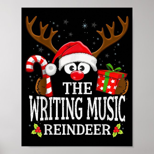 Póster Christmas Matching The Writing Music Reindeer Fami (Frente)