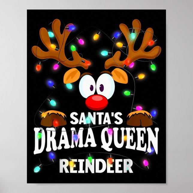 Póster Christmas Men Women Santa's Drama Queen Reindeer  (Frente)