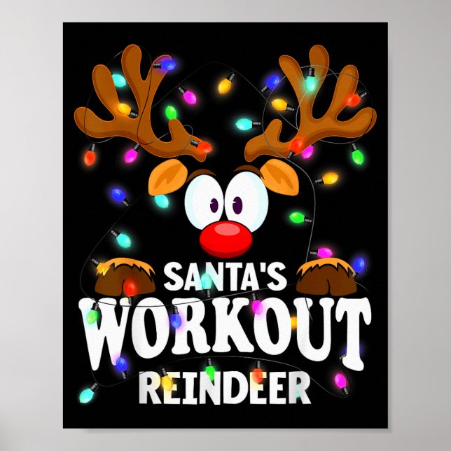 Póster Christmas Men Women Santa's Workout Reindeer  (Frente)