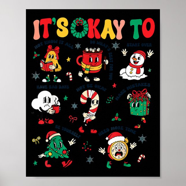 Póster Christmas Mental Health Awareness Men Women It's O (Frente)
