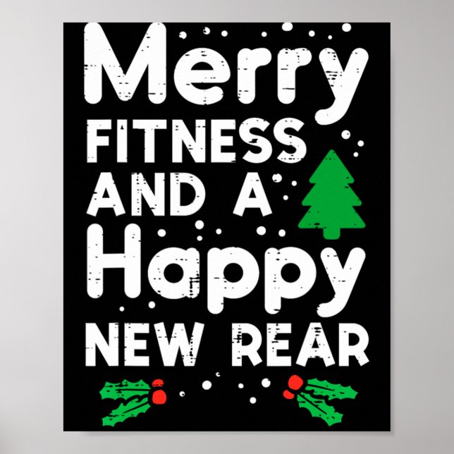 Póster Christmas Merry Fitness Happy New Rear Xmas Workou (Frente)