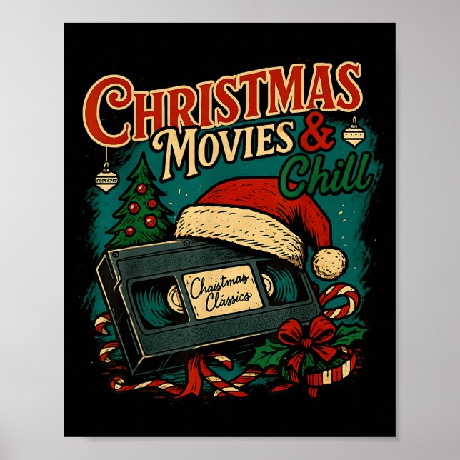 Póster Christmas Movies Chill Retro Vhs Holiday Nostalgia (Frente)