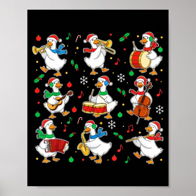 Póster Christmas Music Goose Teacher Shirt, Holiday Music (Frente)