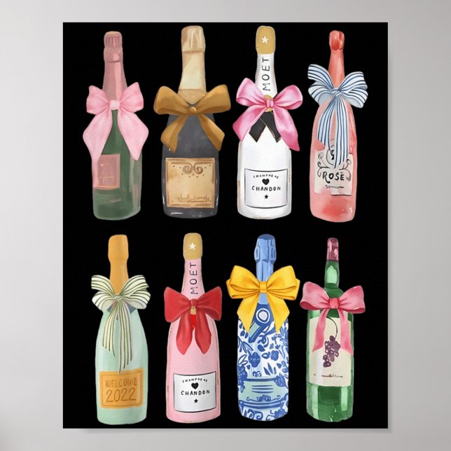 Póster Christmas New Year Champagne Gl Coquette Bot-tle M (Frente)