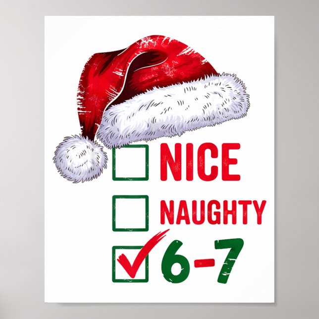 Póster Christmas Nice Naughty 67 Brainrot Funny 6-7 Meme  (Frente)