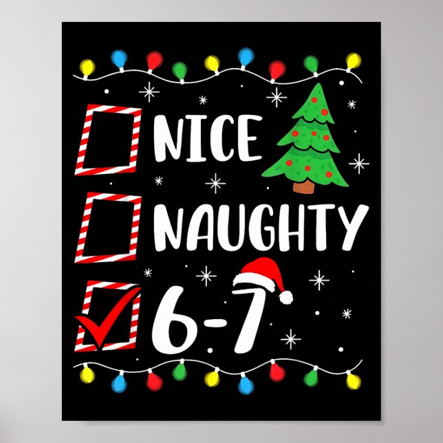 Póster Christmas Nice Naughty 67 Brainrot Funny 6-7 Meme  (Frente)