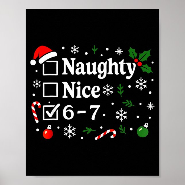 Póster Christmas Nice Naughty 67 Funny 6-7 Meme Slang  (Frente)