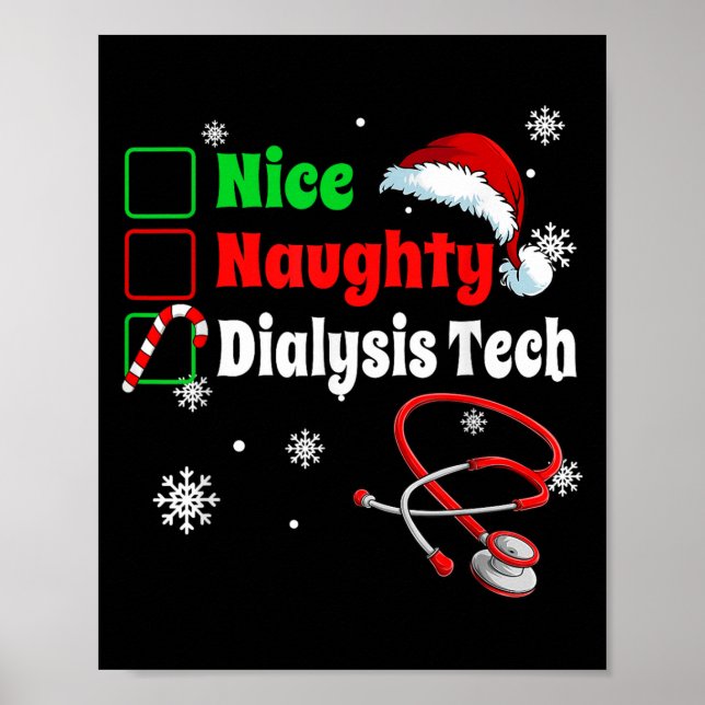 Póster Christmas Nice Naughty Dialysis Tech Scrub Top Men (Frente)