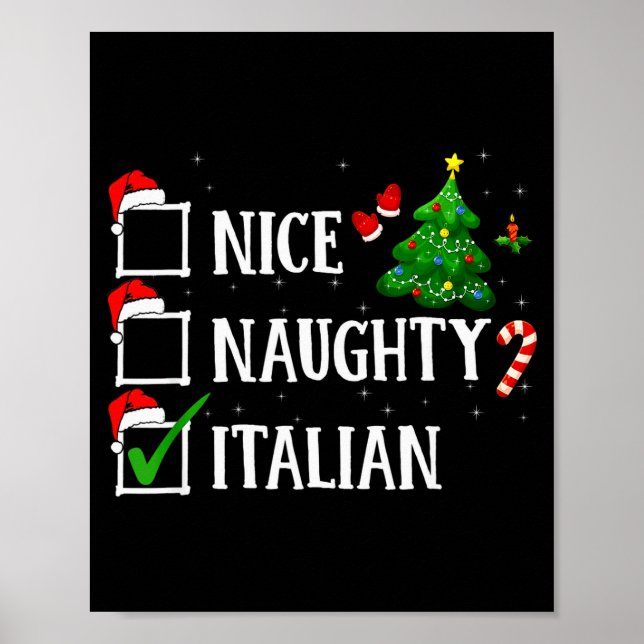 Póster Christmas Nice Naughty Italian Funny Xmas Holiday  (Frente)
