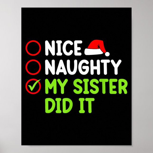 Póster Christmas Nice Naughty Sister Did It Xmas Family B (Frente)
