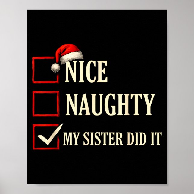 Póster Christmas Nice Naughty Sister Did It Xmas Family B (Frente)