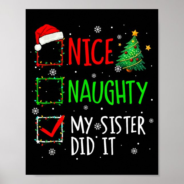 Póster Christmas Nice Naughty Sister Did It Xmas Family B (Frente)