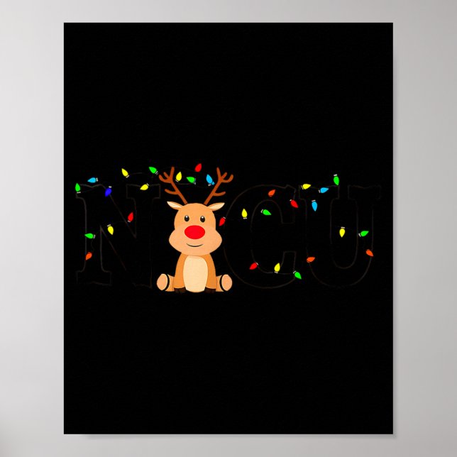 Póster Christmas Nicu Nurse Crew Santa Reindeer Love Nurs (Frente)