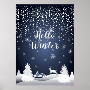 Póster Christmas Night Fairy Tale Fantasy Snowy Forest